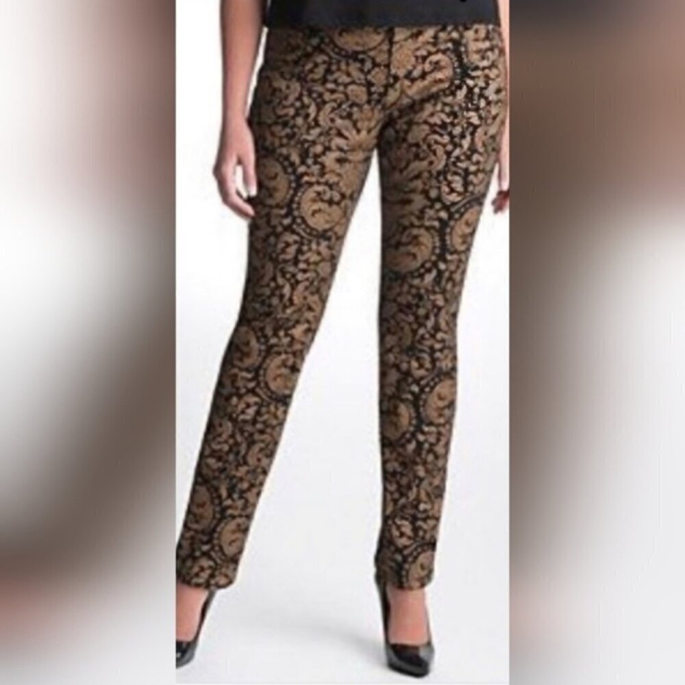 Seven7 Paisley Print Skinny Jeans Womens 6 Black Brown Stretch Mid Rise
